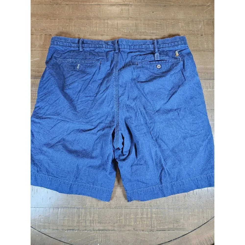 Polo Ralph‎ Lauren Mens Shorts Seersucker Stretch Classic Fit Sz 38 Navy Blue